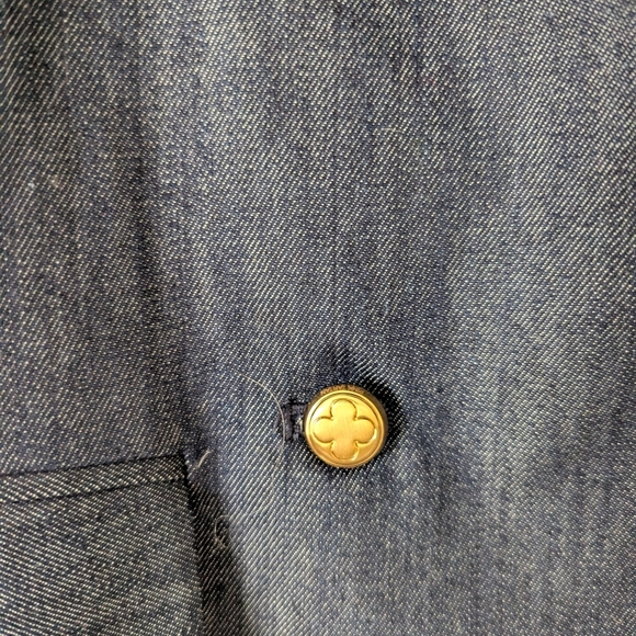 Pink Tartan Cropped Denim Blazer with Gold Buttons Size Medium - Picture 4 of 9